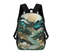 sinyumoney Sacs À Dos Scolaires Pour Enfants Abstract River Scenery Art Sac D'école Imprimé En 3D Pour Garçons, Élèves Du Primaire Et Du Collège 17inch