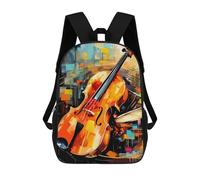 sinyumoney Sacs À Dos Scolaires Pour Enfants Abstract Violin And Drums Painting Sac D'école Imprimé En 3D Pour Garçons, Élèves Du Primaire Et Du Collège 17inch