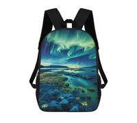 sinyumoney Sacs À Dos Scolaires Pour Enfants Aurora Borealis Over Rocky Landscape Sac D'école Imprimé En 3D Pour Garçons, Élèves Du Primaire Et Du Collège 17inch