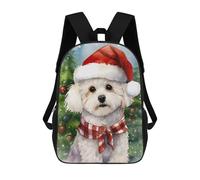 sinyumoney Sacs À Dos Scolaires Pour Enfants Bichon Frise Christmas Pai Sac D'école Imprimé En 3D Pour Garçons, Élèves Du Primaire Et Du Collège 17inch