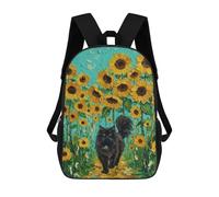 sinyumoney Sacs À Dos Scolaires Pour Enfants Black Cat in Sunflower Field Painting Sac D'école Imprimé En 3D Pour Garçons, Élèves Du Primaire Et Du Collège 17inch