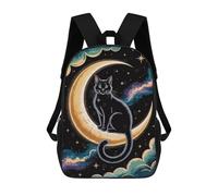 sinyumoney Sacs À Dos Scolaires Pour Enfants Black Cat on Crescent Moon Sac D'école Imprimé En 3D Pour Garçons, Élèves Du Primaire Et Du Collège 17inch