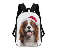 sinyumoney Sacs À Dos Scolaires Pour Enfants Cavalier King Charles Spaniel Dog with Santa Hat Portrait Sac D'école Imprimé En 3D Pour Garçons, Élèves Du Primaire Et Du Collège 17inch