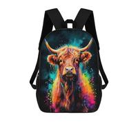sinyumoney Sacs À Dos Scolaires Pour Enfants Colorful Highland Cow Neon Sac D'école Imprimé En 3D Pour Garçons, Élèves Du Primaire Et Du Collège 17inch