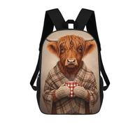 sinyumoney Sacs À Dos Scolaires Pour Enfants Cozy Highland Cow with Hot Cocoa Sac D'école Imprimé En 3D Pour Garçons, Élèves Du Primaire Et Du Collège 17inch