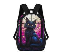 sinyumoney Sacs À Dos Scolaires Pour Enfants Cute Black Cat Stained Gla Sac D'école Imprimé En 3D Pour Garçons, Élèves Du Primaire Et Du Collège 17inch