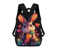 sinyumoney Sacs À Dos Scolaires Pour Enfants Cute Bunny with Carrot Sac D'école Imprimé En 3D Pour Garçons, Élèves Du Primaire Et Du Collège 17inch