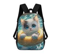 sinyumoney Sacs À Dos Scolaires Pour Enfants Cute Kitten in Pool Float Sac D'école Imprimé En 3D Pour Garçons, Élèves Du Primaire Et Du Collège 17inch