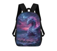 sinyumoney Sacs À Dos Scolaires Pour Enfants Dragon Overlooking City at Night Sac D'école Imprimé En 3D Pour Garçons, Élèves Du Primaire Et Du Collège 17inch