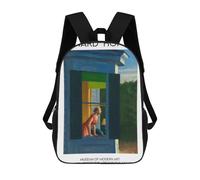 sinyumoney Sacs À Dos Scolaires Pour Enfants Edward Hopper A Woman at The Window Sac D'école Imprimé En 3D Pour Garçons, Élèves Du Primaire Et Du Collège 17inch