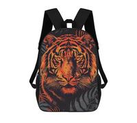 sinyumoney Sacs À Dos Scolaires Pour Enfants Fierce Tiger Vector Portrait with Jungle Backdrop Sac D'école Imprimé En 3D Pour Garçons, Élèves Du Primaire Et Du Collège 17inch