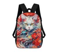 sinyumoney Sacs À Dos Scolaires Pour Enfants Floral Harmony Cat Sac D'école Imprimé En 3D Pour Garçons, Élèves Du Primaire Et Du Collège 17inch