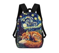 sinyumoney Sacs À Dos Scolaires Pour Enfants Fox Sleeping Under Starry Night Sky Sac D'école Imprimé En 3D Pour Garçons, Élèves Du Primaire Et Du Collège 17inch