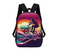 sinyumoney Sacs À Dos Scolaires Pour Enfants Freestyle BMX Sunset Wpap Sac D'école Imprimé En 3D Pour Garçons, Élèves Du Primaire Et Du Collège 17inch