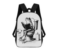 sinyumoney Sacs À Dos Scolaires Pour Enfants Frog Reading Book on Toilet Funny Bathroom Art Sac D'école Imprimé En 3D Pour Garçons, Élèves Du Primaire Et Du Collège 17inch