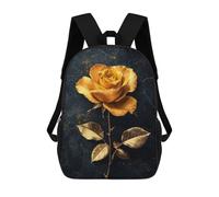 sinyumoney Sacs À Dos Scolaires Pour Enfants Golden Rose on Black Sac D'école Imprimé En 3D Pour Garçons, Élèves Du Primaire Et Du Collège 17inch