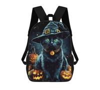 sinyumoney Sacs À Dos Scolaires Pour Enfants Halloween Witch Cat Sac D'école Imprimé En 3D Pour Garçons, Élèves Du Primaire Et Du Collège 17inch