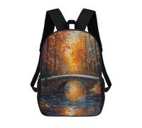sinyumoney Sacs À Dos Scolaires Pour Enfants Impressionist Inspired Autumn Bridge Scene Sac D'école Imprimé En 3D Pour Garçons, Élèves Du Primaire Et Du Collège 17inch