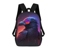 sinyumoney Sacs À Dos Scolaires Pour Enfants, Imprimés En 3D, Jolis Sacs De Voyage Cool Raven with Sunglasses Sacs À Dos Décontractés Pour Enfants, Pour Filles Et Femmes 17inch