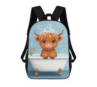 sinyumoney Sacs À Dos Scolaires Pour Enfants, Imprimés En 3D, Jolis Sacs De Voyage Cute Highland Cow in Bathtub Sacs À Dos Décontractés Pour Enfants, Pour Filles Et Femmes 17inch