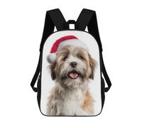sinyumoney Sacs À Dos Scolaires Pour Enfants, Imprimés En 3D, Jolis Sacs De Voyage Cute Lhasa Apso Dog Wearing Santa Hat Sacs À Dos Décontractés Pour Enfants, Pour Filles Et Femmes 17inch