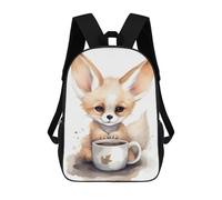sinyumoney Sacs À Dos Scolaires Pour Enfants, Imprimés En 3D, Jolis Sacs De Voyage Fennec with Coffee Sacs À Dos Décontractés Pour Enfants, Pour Filles Et Femmes 17inch