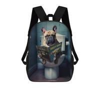 sinyumoney Sacs À Dos Scolaires Pour Enfants, Imprimés En 3D, Jolis Sacs De Voyage French Bulldog in Bathroom Sacs À Dos Décontractés Pour Enfants, Pour Filles Et Femmes 17inch