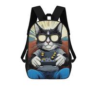 sinyumoney Sacs À Dos Scolaires Pour Enfants, Imprimés En 3D, Jolis Sacs De Voyage Funny Retro Gamer Cat 01 Sacs À Dos Décontractés Pour Enfants, Pour Filles Et Femmes 17inch