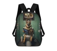sinyumoney Sacs À Dos Scolaires Pour Enfants, Imprimés En 3D, Jolis Sacs De Voyage German Shepherd on Toilet Sacs À Dos Décontractés Pour Enfants, Pour Filles Et Femmes 17inch