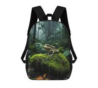 sinyumoney Sacs À Dos Scolaires Pour Enfants, Imprimés En 3D, Jolis Sacs De Voyage Green Frog on Mossy Rock Sacs À Dos Décontractés Pour Enfants, Pour Filles Et Femmes 17inch