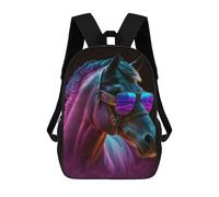 sinyumoney Sacs À Dos Scolaires Pour Enfants, Imprimés En 3D, Jolis Sacs De Voyage Neon Horse Sunglasses Art-1 Sacs À Dos Décontractés Pour Enfants, Pour Filles Et Femmes 17inch