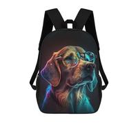 sinyumoney Sacs À Dos Scolaires Pour Enfants, Imprimés En 3D, Jolis Sacs De Voyage Neon Pup in Glasses Sacs À Dos Décontractés Pour Enfants, Pour Filles Et Femmes 17inch