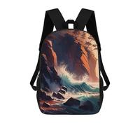 sinyumoney Sacs À Dos Scolaires Pour Enfants, Imprimés En 3D, Jolis Sacs De Voyage Ocean's Fury Coastal Stormscape Sacs À Dos Décontractés Pour Enfants, Pour Filles Et Femmes 17inch