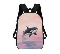 sinyumoney Sacs À Dos Scolaires Pour Enfants, Imprimés En 3D, Jolis Sacs De Voyage Orca Breaching in Pink Sky Sacs À Dos Décontractés Pour Enfants, Pour Filles Et Femmes 17inch