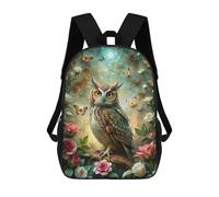 sinyumoney Sacs À Dos Scolaires Pour Enfants, Imprimés En 3D, Jolis Sacs De Voyage Owl in Enchanted Forest with Butterflies Sacs À Dos Décontractés Pour Enfants, Pour Filles Et Femmes 17inch