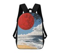 sinyumoney Sacs À Dos Scolaires Pour Enfants, Imprimés En 3D, Jolis Sacs De Voyage Red Moon Over Ocean Sacs À Dos Décontractés Pour Enfants, Pour Filles Et Femmes 17inch