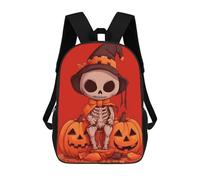 sinyumoney Sacs À Dos Scolaires Pour Enfants, Imprimés En 3D, Jolis Sacs De Voyage Skeleton Witch on Pumpkins Sacs À Dos Décontractés Pour Enfants, Pour Filles Et Femmes 17inch