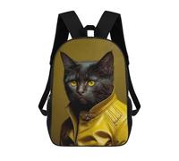 sinyumoney Sacs À Dos Scolaires Pour Enfants, Imprimés En 3D, Jolis Sacs De Voyage Stylish Cat in Yellow Jacket Sacs À Dos Décontractés Pour Enfants, Pour Filles Et Femmes 17inch