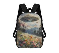 sinyumoney Sacs À Dos Scolaires Pour Enfants, Imprimés En 3D, Jolis Sacs De Voyage UFO Over Flower Field Sacs À Dos Décontractés Pour Enfants, Pour Filles Et Femmes 17inch
