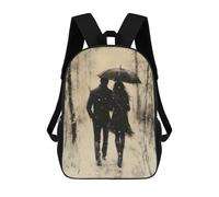 sinyumoney Sacs À Dos Scolaires Pour Enfants, Imprimés En 3D, Jolis Sacs De Voyage Vintage Charcoal Couple in Snowy Forest Sacs À Dos Décontractés Pour Enfants, Pour Filles Et Femmes 17inch