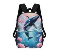 sinyumoney Sacs À Dos Scolaires Pour Enfants, Imprimés En 3D, Jolis Sacs De Voyage Whale Breaching Floral Seascape Sacs À Dos Décontractés Pour Enfants, Pour Filles Et Femmes 17inch