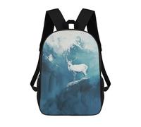sinyumoney Sacs À Dos Scolaires Pour Enfants, Imprimés En 3D, Jolis Sacs De Voyage White Deer in Blue Abstract Landscape Sacs À Dos Décontractés Pour Enfants, Pour Filles Et Femmes 17inch