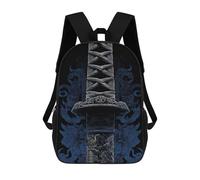 sinyumoney Sacs À Dos Scolaires Pour Enfants Katana Sword Hilt with Floral Design Sac D'école Imprimé En 3D Pour Garçons, Élèves Du Primaire Et Du Collège 17inch