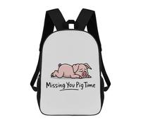 sinyumoney Sacs À Dos Scolaires Pour Enfants Missing You Pig Time Sac D'école Imprimé En 3D Pour Garçons, Élèves Du Primaire Et Du Collège 17inch