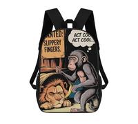 sinyumoney Sacs À Dos Scolaires Pour Enfants Monkey And Lion Cartoon Sac D'école Imprimé En 3D Pour Garçons, Élèves Du Primaire Et Du Collège 17inch