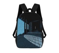 sinyumoney Sacs À Dos Scolaires Pour Enfants Monochromatic Japanese House by The Sea Sac D'école Imprimé En 3D Pour Garçons, Élèves Du Primaire Et Du Collège 17inch