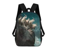 sinyumoney Sacs À Dos Scolaires Pour Enfants Mountain Goats at Night Sac D'école Imprimé En 3D Pour Garçons, Élèves Du Primaire Et Du Collège 17inch
