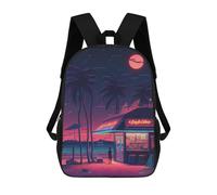 sinyumoney Sacs À Dos Scolaires Pour Enfants Neon Beach Bar Night Scene Sac D'école Imprimé En 3D Pour Garçons, Élèves Du Primaire Et Du Collège 17inch