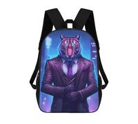 sinyumoney Sacs À Dos Scolaires Pour Enfants Neon Tiger in Suit Sac D'école Imprimé En 3D Pour Garçons, Élèves Du Primaire Et Du Collège 17inch