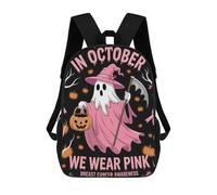 sinyumoney Sacs À Dos Scolaires Pour Enfants October Breast Cancer Awareness Ghost Sac D'école Imprimé En 3D Pour Garçons, Élèves Du Primaire Et Du Collège 17inch